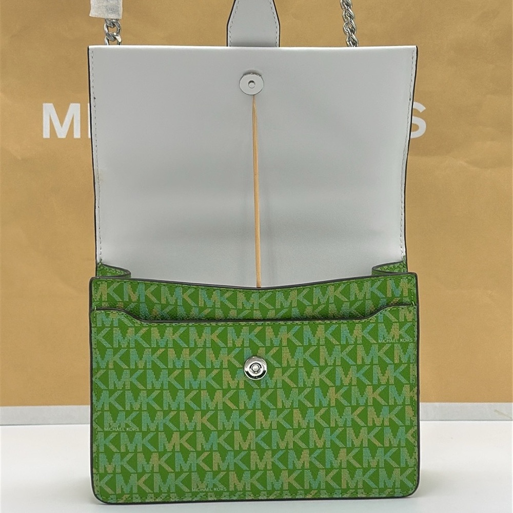 Michael Kors Greenwich Small Color-Block Signature Logo Flap Crossbody XBODY Bag - Picture 10 of 16